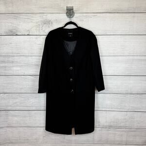 Privé Alliance Women's Black Wool Blend Longline Coat Size XS